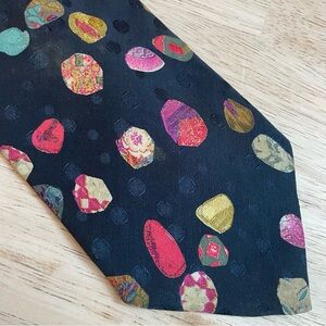 SERICA ELITE 100% Pure Silk Tie from Italy! Navy Blue with Colorful Art